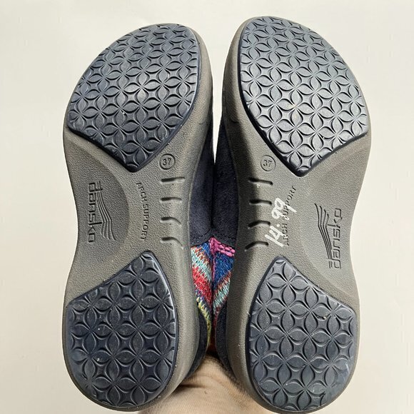 Dansko Brittany Slip On Embroidered Clog Womens Size 37 US 6.5 7 Navy Blue Boho - Picture 10 of 10